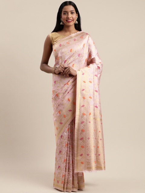 

GoSriKi Pink & Golden Art Silk Woven Design Saree