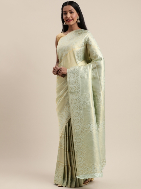 

GoSriKi Green & Golden Art Silk Woven Design Saree