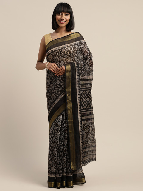 

Vaamsi Black & Beige Art Silk Printed Saree