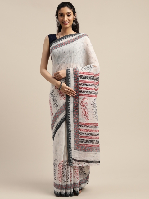 

Vaamsi Off-White & Black Art Silk Printed Saree