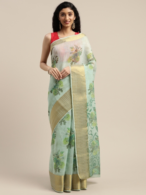 

Vaamsi Green & Gold-Coloured Art Silk Floral Printed Saree