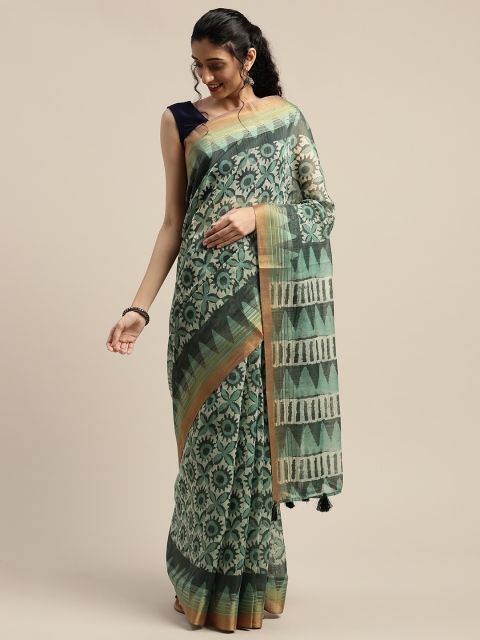 

Vaamsi Beige & Green Art Silk Printed Saree
