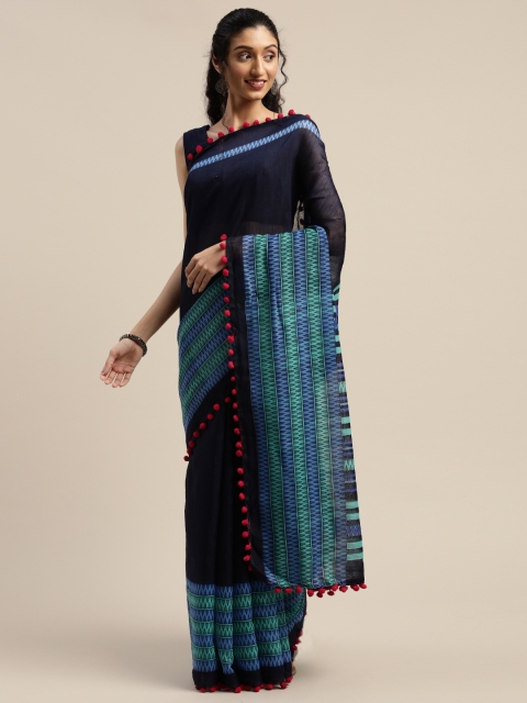 

Vaamsi Navy Blue Solid Art Silk Saree