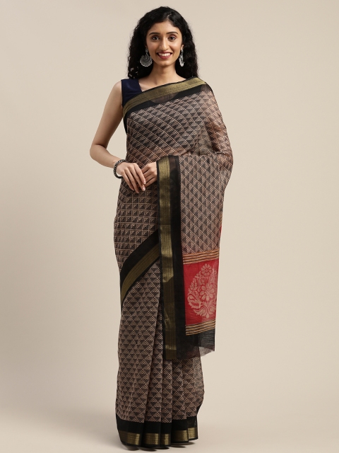 

Vaamsi Black & Beige Art Silk Printed Saree