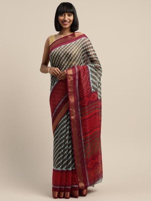 

Vaamsi Blue & Maroon Art Silk Printed Saree