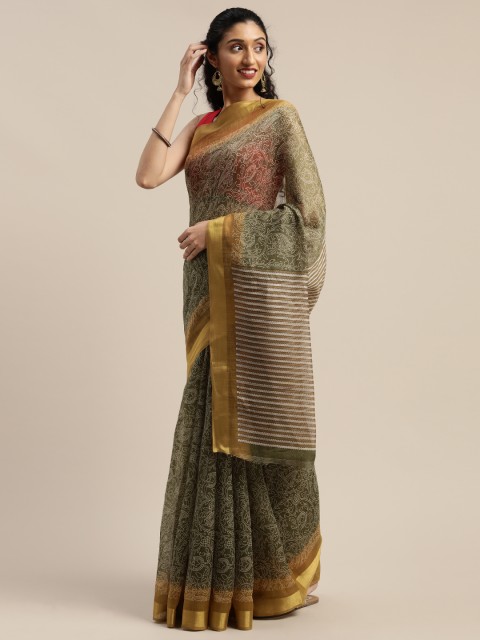 

Vaamsi Green & Beige Art Silk Printed Saree