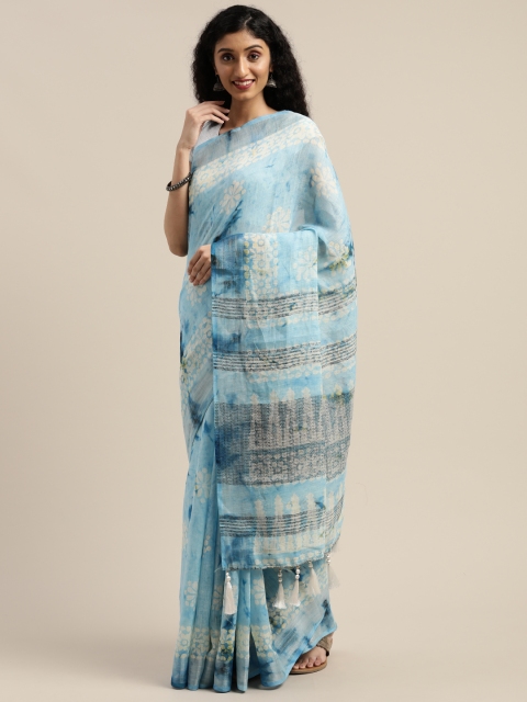 

Vaamsi Blue & White Ombre Dyed Art Silk Saree