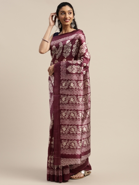 

Vaamsi Purple & Off-White Art Silk Printed Saree