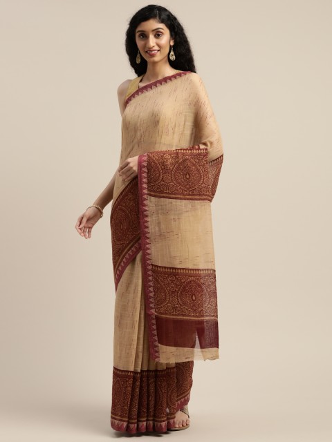 

Vaamsi Beige & Brown Art Silk Printed Saree