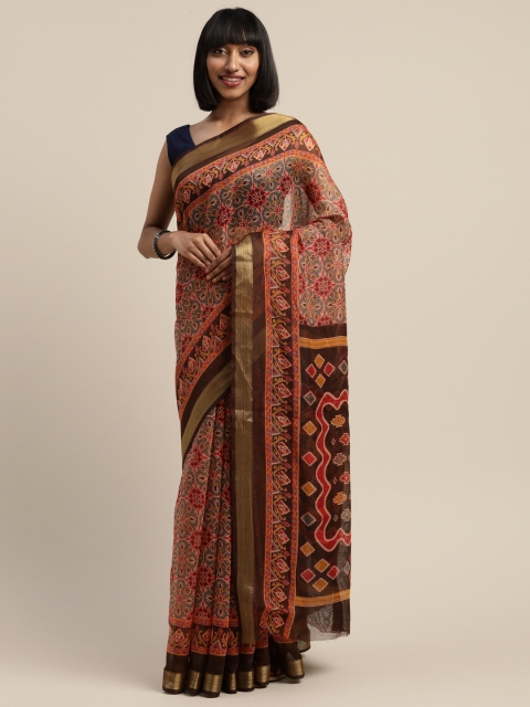 

Vaamsi Brown Printed Art Silk Saree