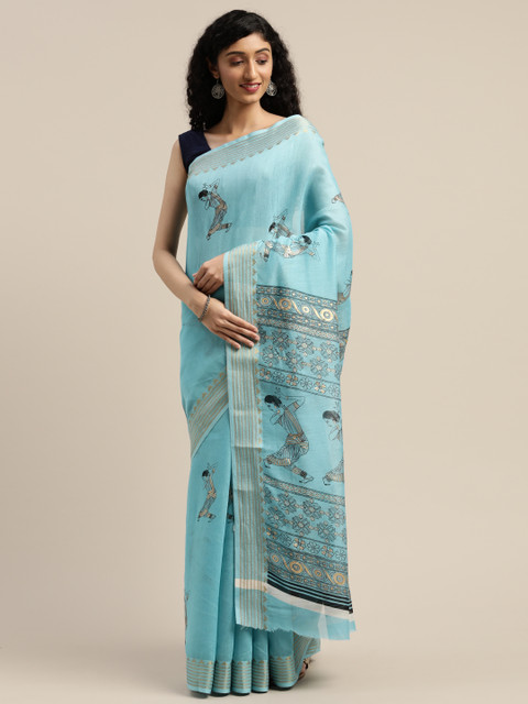 

Vaamsi Blue & Black Art Silk Printed Saree