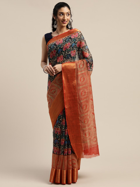 

Vaamsi Orange & Beige Art Silk Woven Design Saree