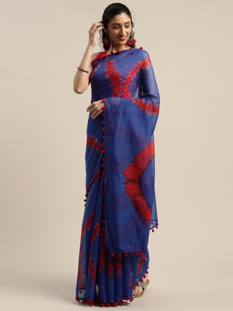 

Vaamsi Blue & Red Art Silk Printed Saree