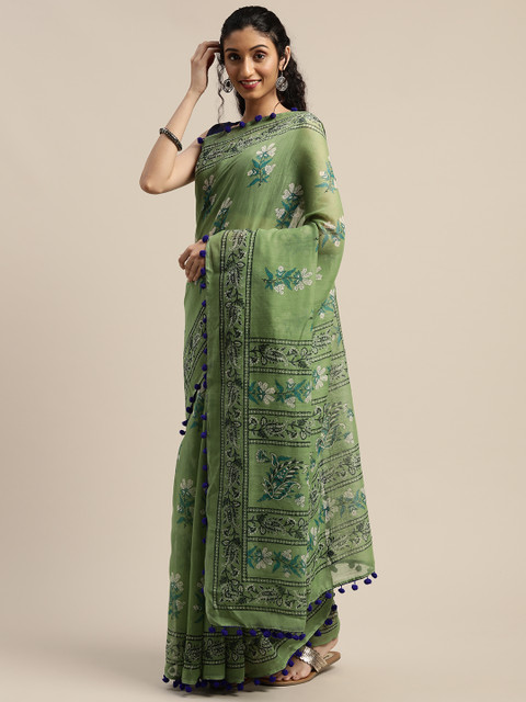 

Vaamsi Green Printed Art Silk Saree