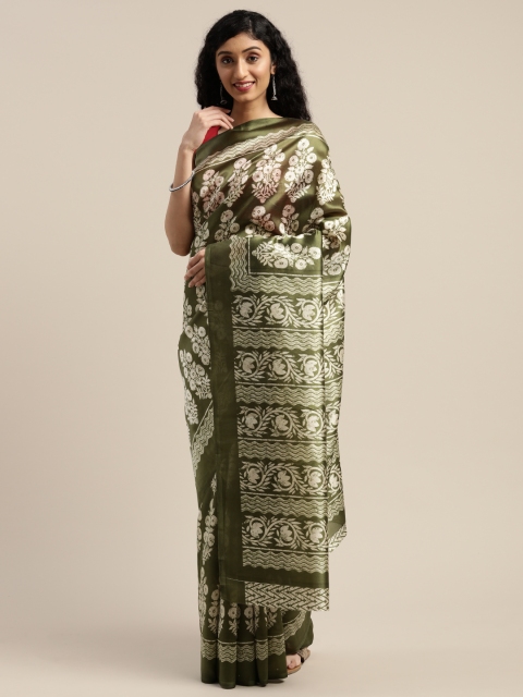 

Vaamsi Green & Beige Art Silk Printed Saree