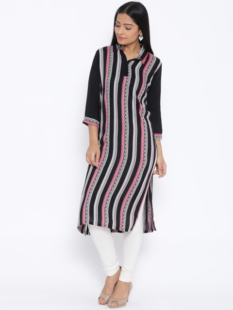 

Cenizas Black & Pink Printed Kurta