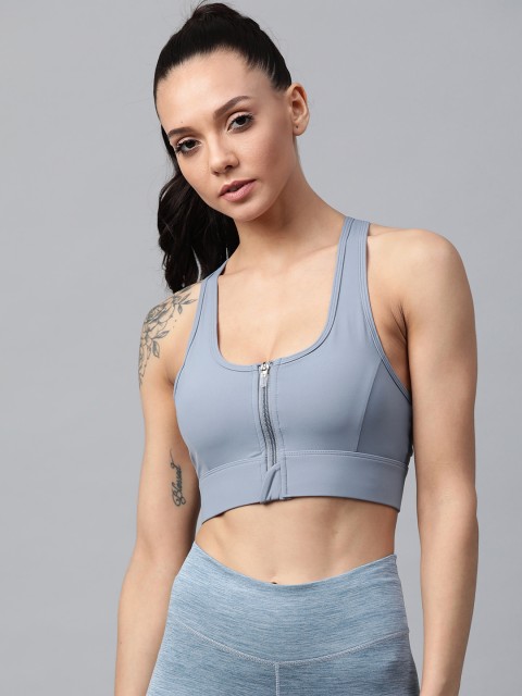 

Fitkin Blue Solid Removable Padded Non-Wired Training Bra B22