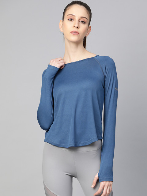 

Fitkin Women Blue Solid Round Neck Training T-shirt