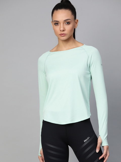 

Fitkin Women Sea Green Solid Round Neck T-shirt