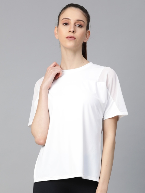 

Fitkin Women White Solid Round Neck T-shirt