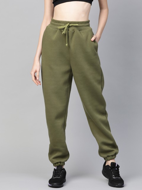 

Fitkin Women Olive Green Cotton Training Winter Joggers