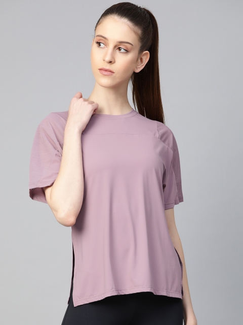 

Fitkin Women Mauve Solid Round Neck T-shirt