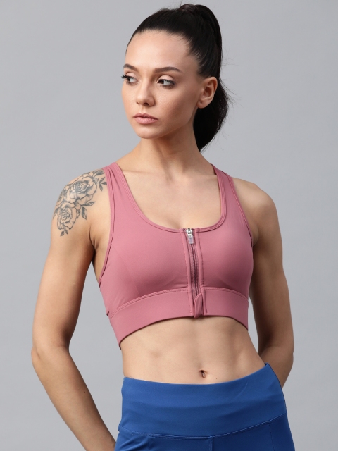

Fitkin Mauve Solid Removable Padded Non-Wired Training Bra B23
