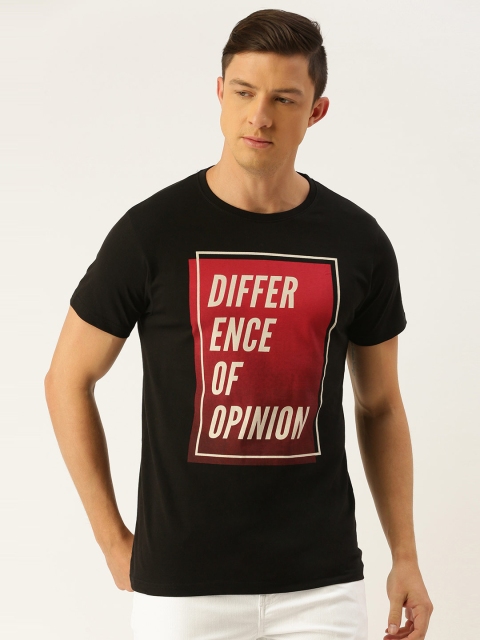 

Difference of Opinion Men Black Printed Round Neck Pure Cotton T-shirt