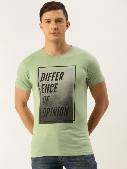 

Difference of Opinion Men Green Printed Round Neck Pure Cotton T-shirt