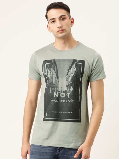 

Difference of Opinion Men Grey Printed Round Neck Pure Cotton T-shirt