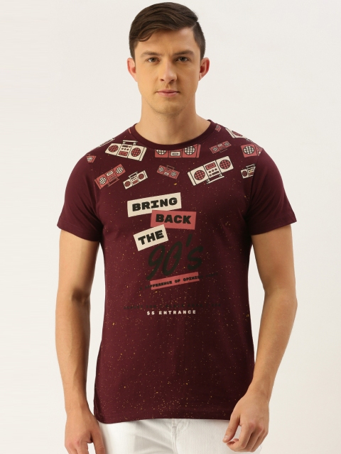 

Difference of Opinion Men Maroon Printed Round Neck Pure Cotton T-shirt