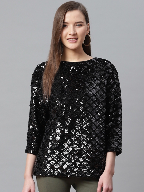 

Marks & Spencer Women Black Embellished Party Top