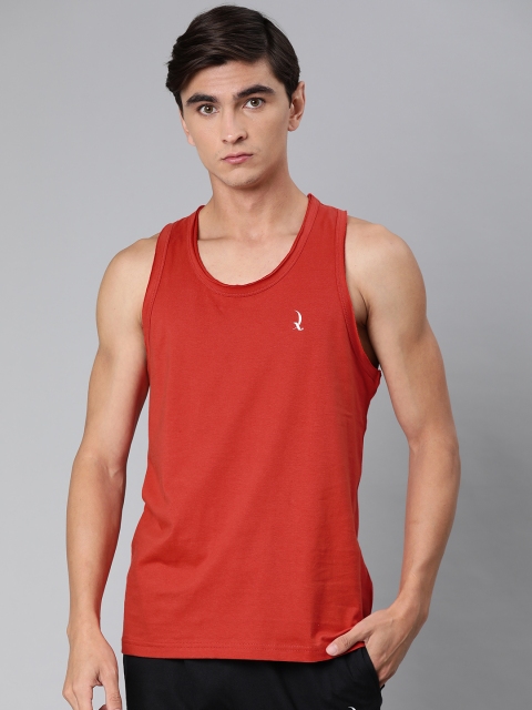 

QUARANTINE Men Red Solid Lounge T-shirt