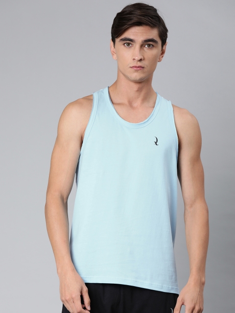 

QUARANTINE Men's Blue Solid Sleeveless T-shirt