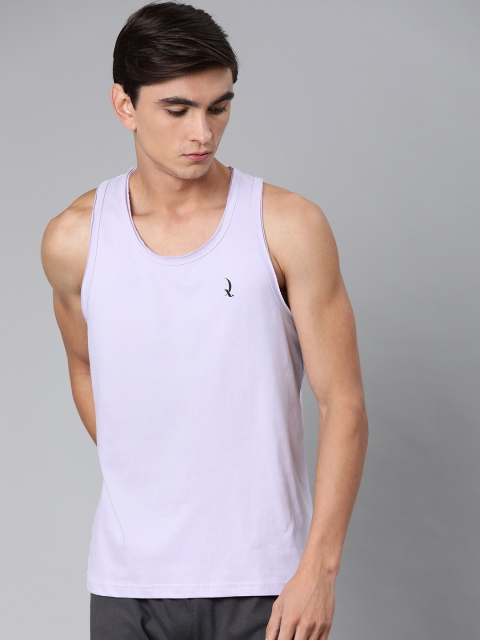 

QUARANTINE Men Lavender Solid Sleeveless Lounge T-shirt