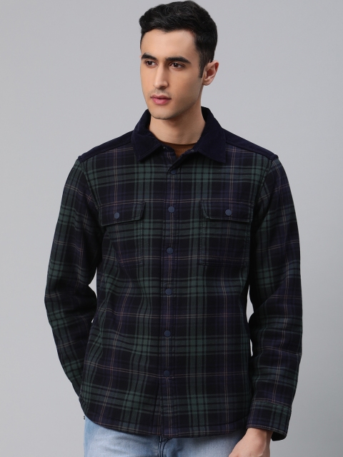 

Marks & Spencer Men Navy Blue & Green Relaxed Fit Checked Shacket