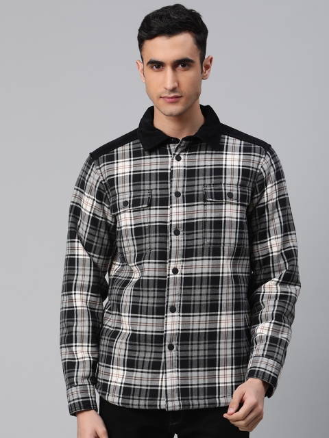 

Marks & Spencer Men Black & Off-White Relaxed Fit Checked Shacket