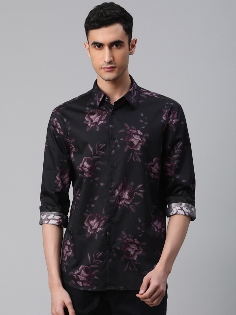 

Marks & Spencer Men Black & Purple Floral Print Regular Fit Casual Shirt