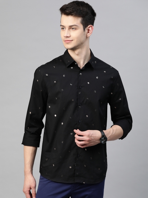

Marks & Spencer Men Black & Golden Cotton Printed Casual Shirt