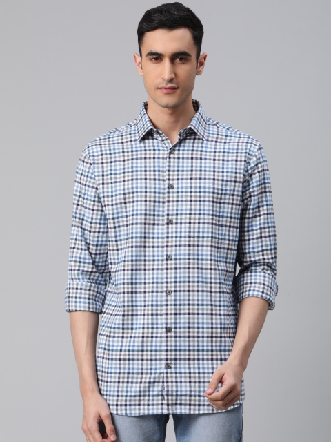 

Marks & Spencer Men Blue & White Regular Fit Checked Casual Shirt