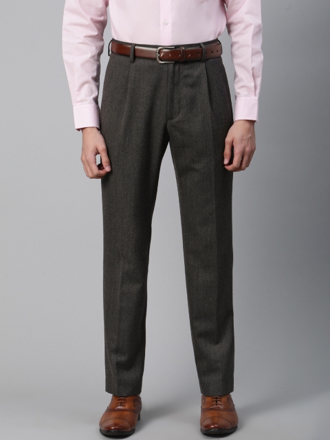 

Marks & Spencer Men Charcoal Grey Solid Regular Fit Trousers