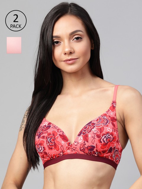 

Marks & Spencer Pack of 2 Non-Wired Lightly Padded Plunge Lounge Bras T333291, Pink
