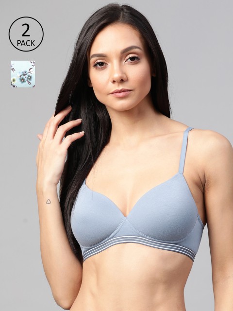 

Marks & Spencer Pack of 2 Non-Wired Lightly Padded T-shirt Bras T333200X, Blue