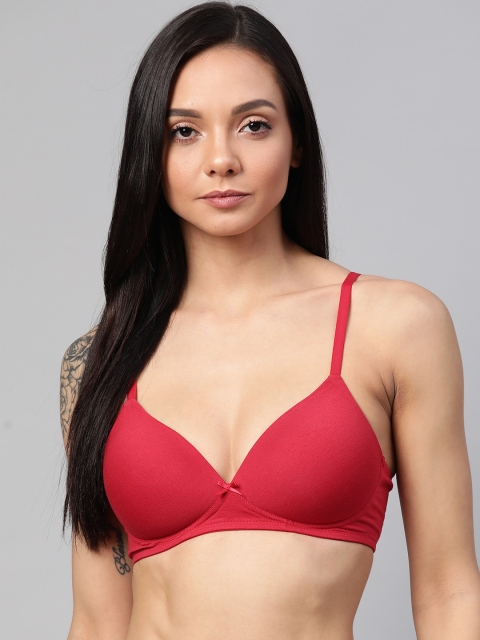 

Marks & Spencer Red Solid Non-Wired Lightly Padded Seamless T-shirt Bra T333201