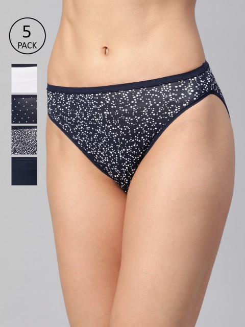 

Marks & Spencer Women Pack Of 5 Basic Briefs T614065X, Navy blue