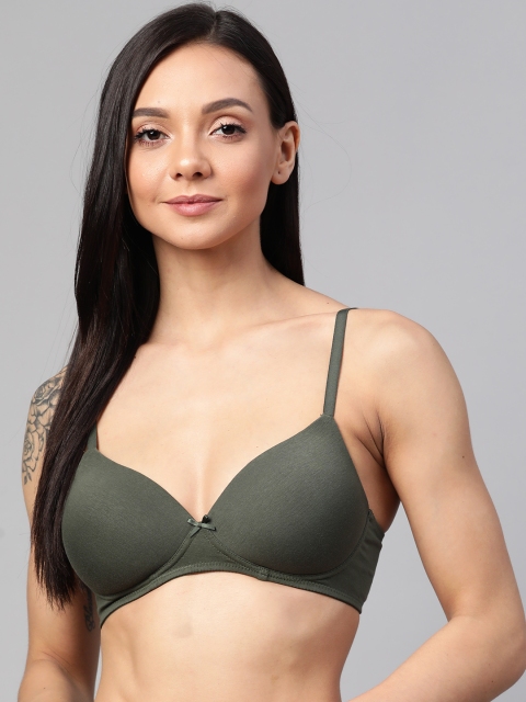

Marks & Spencer Olive Green Solid Non-wired Lightly Padded T-shirt Bra T333201X
