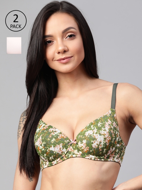 

Marks & Spencer Pack of 2 Underwired Lightly Padded Bra, Green