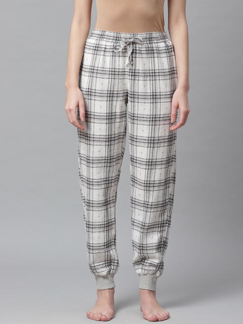 

Marks & Spencer Women White & Grey Checked Regular Fit Lounge Pants