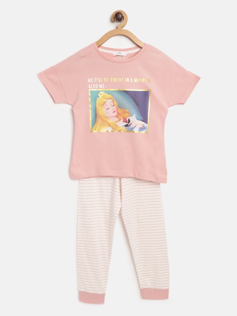 

Marks & Spencer Girls Pink & White Belle Print Night Suit