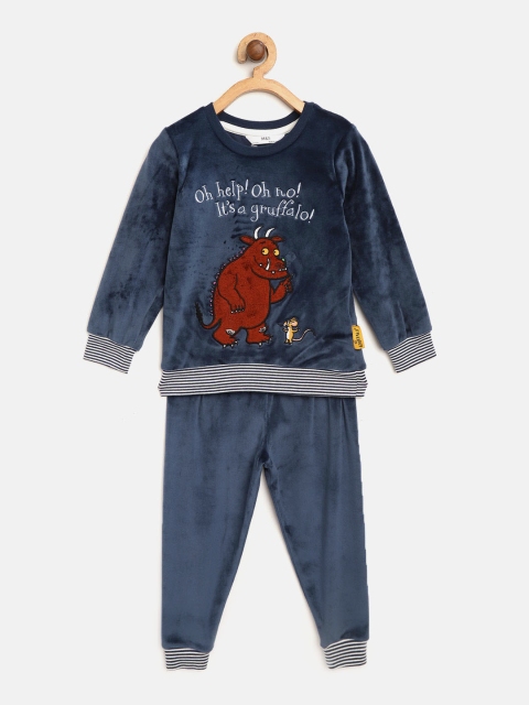 

Marks & Spencer Girls Navy Blue Velvet Finish Gruffalo Applique Detail Night Suit